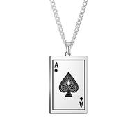 Gissroys Stainless Steel Pendant Necklace Men Fashion Spade Playing Cards Necklace Adjustable Chain For Men Women Unique, one size, As described, As described
