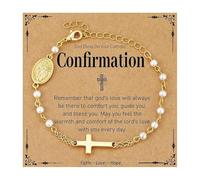 Gissroys Stainless Steel Religious Jewellery Chains Bracelet Pendant Bracelet Fashion Joint for Women with Beads Stainless Steel Religious, Holy Communication5, As described, As described