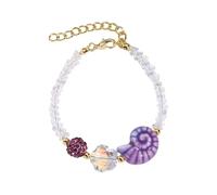 Gissroys Stylish Adjustable Sea Theme Bracelet Ceramic Starfish Snow Pendant Crystals Pearl Necklace Daily Wear Unique, one size, As described