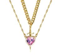 Gissroys Stylish Heart Daggers Pendant Necklace Exquisite Heart Necklace Neck Jewellery For Improving Your Daily Outfits Luxurious Charm, one size, As described, As described