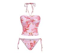 Gissroys Trend Two Piece Swimsuit Split Tankini Beachwear Feature Adjustable Halterneck and Eye Catching Floral Pattern Flower Printed Beachwear