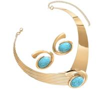 Gissroys Trendy Matching Necklace Earrings Set Abstract Geometry Patterns Lightweight Jewelry Accessories For Versatile Styling Geometric Jewelry Set For Special Occasions