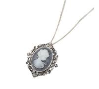 Gissroys Vintage Sculpture Pendant Necklace With Crystal Accent Rhinestones Neckchain Alloy Jewelry For Women Daily Wear Hollow Carved Statement Necklace