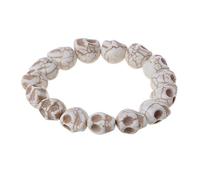 Gissroys Vintage Skull Beads Skeleton Bracelets Bangle Skull Elastic Howlite Stone Charm Day Of The Dead Skeleton Bangle
