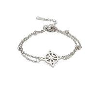 Gissroys Witch Knot Bracelet for Women Vintage Amulet Stainless Steel Double Layer Pearl Necklace Jewellery Witch Knot Men Amulet Men Double Layer, one size, As described