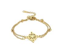 Gissroys Witch Knot Bracelet for Women Vintage Amulet Stainless Steel Double Layer Pearl Necklace Jewellery Witch Knot Men Amulet Men Double Layer, one size, As described