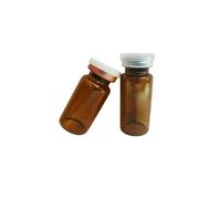 GISUREM 10ml Glass Bottle,Sterile Transparent Vial,Seals Empty Vials, Lab Sample Vial, Empty Vials with Self Healing Injection Port,with Flip Off Aluminum Cap (Tan transparent Borosilicate Glass B)