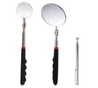 GisWell Circular Telescopic Inspection Mirror Set, Mechanical Car Mirror Inspection Mirror, Telescopic Mirror with 360° Rotation, with 1 Telescopic Magnetic Lifter, for Vehicle Maintenance