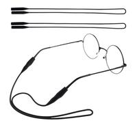 GisWell Pack of 2 Silicone Glasses Straps, Elastic Silicone Glasses Strap, Men's Glasses Strap, Women's Neck Strap for Glasses, for Everyday Use (Black), black, One Size