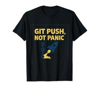 Git Push Not Panic Coder Rocket Graphic Print T-Shirt