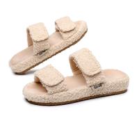 Git-up Ladies Arch Support Slippers with Adjustable Double Hook & Loop Closure, Durable EVA Sole for Indoor/Outdoor, WHITE UK 3-4