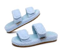 Git-up Ladies Arch Support Slippers with Adjustable Double Hook & Loop Closure, Durable EVA Sole for Indoor/Outdoor, BLUE UK 3-4