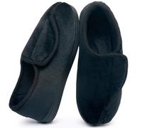 Git-up Ladies Diabetic Slippers Arthritis Edema Memory Foam Adjustable Closed Toe Swollen Feet Slippers Comfortable House Indoor Outdoor Shoes with Rubber Sole, Black UK/8