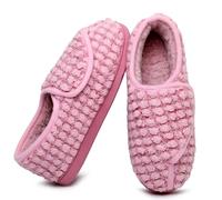 Git-up Ladies Diabetic Slippers Arthritis Edema Memory Foam Adjustable Closed Toe Swollen Feet Slippers Comfortable House Indoor Outdoor Shoes with Rubber Sole, PPM-PINK UK8