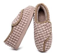 Git-up Ladies Diabetic Slippers Arthritis Edema Memory Foam Adjustable Closed Toe Swollen Feet Slippers Comfortable House Indoor Outdoor Shoes with Rubber Sole, PPM-BROWN UK9