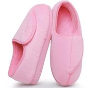 Git-up Ladies Diabetic Slippers Arthritis Edema Memory Foam Adjustable Closed Toe Swollen Feet Slippers Comfortable House Indoor Outdoor Shoes with Rubber Sole, Pink UK/7