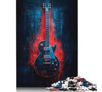 Gitarre, rote Stimmung, 1000-teiliges Puzzle für Erwachsene und Teenager, Halloween-Geschenk, Teenager, Mann, Frau, Geschenk, 1000 Teile (75 x 50 cm)