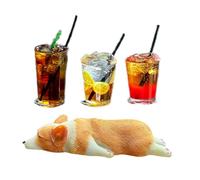 Gitekain Dog Ornament, Car Nodding Head, Cute Resin Sleeping Corgi Figurine, Miniature Collectible Lifelike Design, Animal Dashboard For Automotive & Small Engines, Miniature Dog, 4x