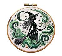 Gitekain Hand Embroidery Kit, Witch-Themed Sewing Supplies, Creative Craft Set, Beginners & Adults, Handy D I Y Needlework, Ideal for Halloween, Holidays, Birthdays 5.91x5.91 inches