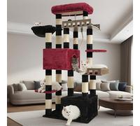 Gitelsnour Maine Coon Cat Tree, Heavy Duty Cat Tree for Indoor Cats Large Adult, Gothic Cat Tower for Large Cats 20 lbs+ with Hammock, 2 Big Perches, 2 Cat Condos, 15 Scratching Posts, Black GCT033BR