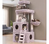 Gitelsnour Maine Coon Cat Tree Tower, Extra Large Condo for 20lbs+ GCT401MU | For indoor cats large adult, Scratching Post, Big Platform, Removable Sisal Ladder, Hanging Hammock & sisal rope, Dusty pink
