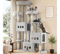 Gitelsnour Sturdy Cat Tree with 3 Large Cat Condos, 3 Platfroms, 71.7'' Cat Tree Tower for Indoor Cats Large Adult, Heavy Duty Cat Tower with 10 Scratching Posts for 20 lbs+Cats, Light Gray GCT036W