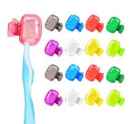giteo bedding 16 Packs Toothbrush Covers Head Cap, Travel Tooth Brush Head Case Protector, Protective Plastic Clip Cover for Hiking, Camping, Bathroom