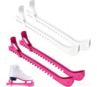 giteo bedding 2 Pairs Ice Skate Guards, Blade Covers with Tight Heel Straps, Adjustable Protector, Skating Accessories for Hockey, Figure Skating (White, Pink)