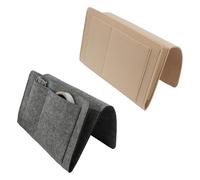 giteo bedding 2Pcs Bedside Pocket Storage Holder, Felt Hanging Bed Caddy Organiser Bag, Sofa Bunk Beds Organizer for Mobile Phone, iPad, Remote Control, Books, Glasses, Magazine (Gray and Beige)