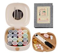 giteo bedding 46 Pcs Magnetic Sewing Kit with DIY Embroidery Stitch Book Set, Needles Threads Box with Needlework Guide, Portable Travel Emergency Sewing Supplies for Beginners, Craft Enthusiasts