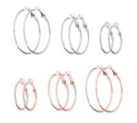 giteo bedding 6 Pairs Gold Silver Clip On Hoop Earrings, Stainless Steel Earrings for Women, Loop Earrings Set for None-pierced Ears, Lightweight Hypoallergenic Hoops Earrings Set