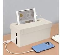 giteo bedding Cable Tidy Box, Wire Management Storage with Lid, Hiding Power Strips and Electrical Cords Organised Box for Office and Home with Fastening Tape Hook and Loop Cable Ties