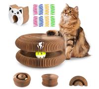 giteo bedding Kitty Kurlz Magic Organ Cat Scratching Board with 8 Pcs Springs, Durable Interactive Cat Toys for Indoor Cats, Upgraded Magnet Cardboard Kitten Scratcher Pad with Bell Ball