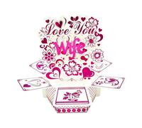 Gitohoni 3D Greeting Card with Flowers, Up Mechanism, and Decorated Surface, Cardstock for Celebrations, Suitable for Gifts, Invitations, and More, Wife