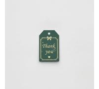 Gitohoni Card Paper 100 Sheets White Cardboard Cards for Sellers Packaging Gift Baskets Item Presentation, Dark Green, Thank You Tags with Gold Foil