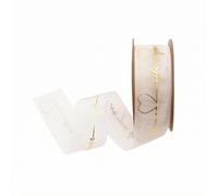 Gitohoni Golden Pattern Transparent Ribbon Lightweight Transparent Ribbon with Gold Foil Lettering Shiny for Flower Wrapping, Love You