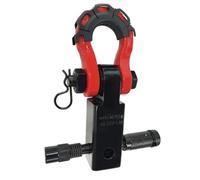 Gitohoni Heavy Duty Vehicle Tow Hook With Solid Hitch Mount And Shackle Assembly Threaded Coupler Pin Retaining Clip For Heavy Pulls Suitable For Pickup Truck Use, Red Black
