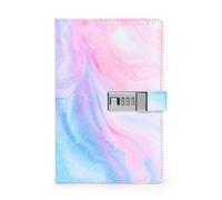 Gitohoni Lockable Diary Planner with Combination Lock Hardcover Faux Leather Closure and Stitched Edges suitable for school office travel creative writing, UV-Password Notebook-Color Smudge