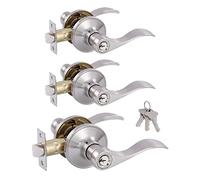 GITRANG (3 Pack) Door Levers Interior Keyed Difference Entry Front/Bedroom Door Handles for Left and Right Opened Door with Lock and Keys Set in Satin Nickel