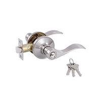 GITRANG Door Levers Interior Keyed Difference Entry Front/Bedroom Door Handles for Left and Right Opened Door with Lock and Keys Set in Satin Nickel