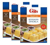 Gits Khaman Dhokla Instant Snack Mix 500g - A Traditional Indian Savory Snack - Popular Traditional Gujarati Snack - Makes 60 Khaman Dhokla (Pack of 3)
