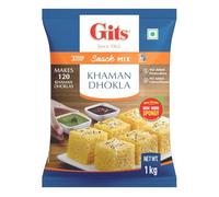 Gits Khaman Dhokla Mix 1kg - Authentic Gujarati Savoury Snack - Instant Steamed Gram Flour Cake Mix - Vegetarian, Quick & Easy Indian Snack - No Artificial Preservatives (Pack of 1)