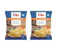 Gits Khaman Dhokla Mix 1kg - Authentic Gujarati Savoury Snack - Instant Steamed Gram Flour Cake Mix - Vegetarian, Quick & Easy Indian Snack - No Artificial Preservatives (Pack of 2)