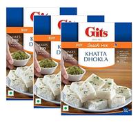 Gits Khatta Dhokla Instant Snack Mix 500g - A Popular Traditional Gujarati Savory Snack - Tangy Flavor, Fluffy & Spongy Texture (Pack of 3)