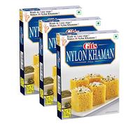 Gits Nylon Khaman Instant Snack Mix 180g - A Traditional Indian Savory Snack - Popular Traditional Gujarati Snack - Makes 30 Khaman Dhoklas (Pack of 3)