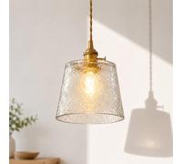 Gittcoll Small Vintage Transparent Glass Pendant Light - 12.5cm Industrial E27 Hanging Ceiling Lamp for Kitchen Island, Bedroom, Hallway, Dining Room & Bar