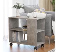 gittel wooden side table with castors in concrete effect