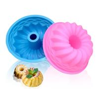 Gittoovo Mini Silicone Mould, 2 Pcs 6.4'' 15cm Ring Cake Tin Fluted Baking Moulds, Muffin Cups, Savarin Mould Round Non-Stick for Donut Jelly