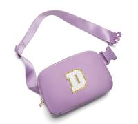 Gitus Birthday Gifts for 8 9 10 11 12 13 Year Old Girls Personalized Fanny Pack Crossbody Bags with Initial Letter Patch Belt Bag for Teen Girls Cute Trendy Stuff Travel Essentials, Lavender, One