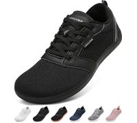 gitzing Barefoot Shoes for Men Women - Wide Toe Box FitnessTrainers, Zero Drop Minimalist Walking Shoes, Flexible & Lightweight for Everyday Comfort, Black 12.5UK/47EU